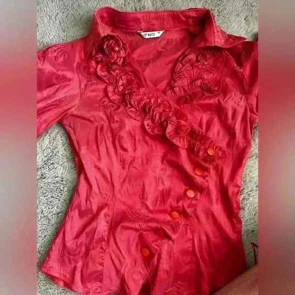 Beautiful Coral Long Sleeve Blouse - Picture 7 of 10